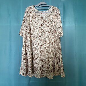 LulaRoe Perfect T Brown Cream Paisley Top  3X